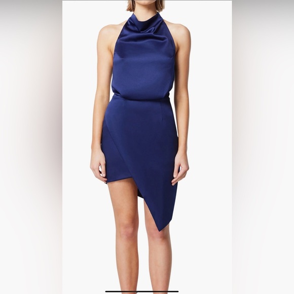 Elliat Camo Asymmetric Satin Cocktail Dress - Picture 1 of 3